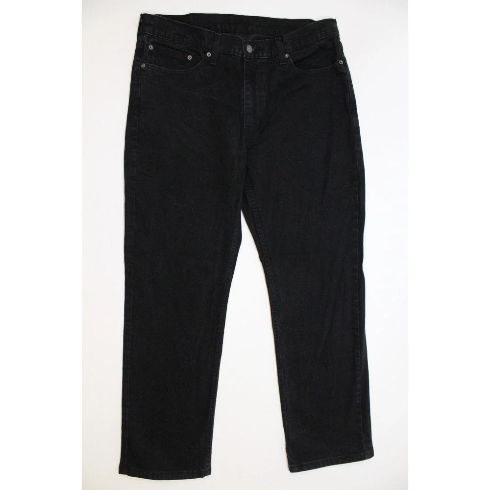 Levis 514 Jeans Mens 36x30 Black Straight Mid Rise Dark Wash Denim